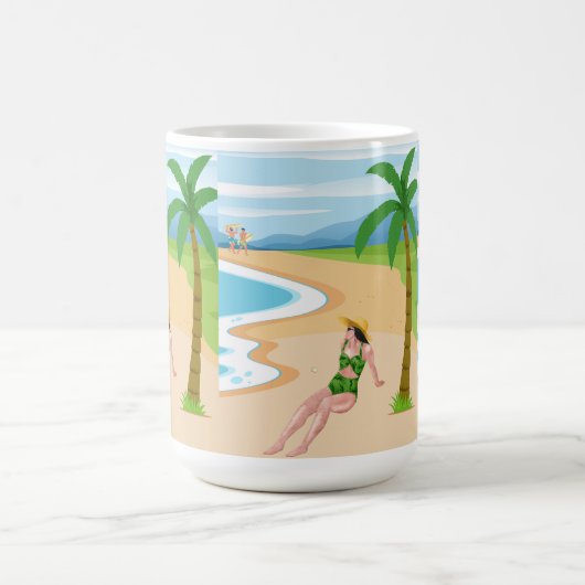 Dame am Strand Kaffeetasse (Mittel)