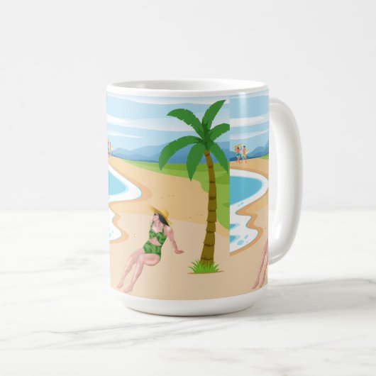 Dame am Strand Kaffeetasse (VorderseiteRechts)