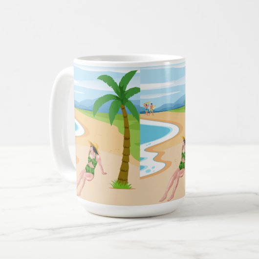 Dame am Strand Kaffeetasse (Vorderseite Links)