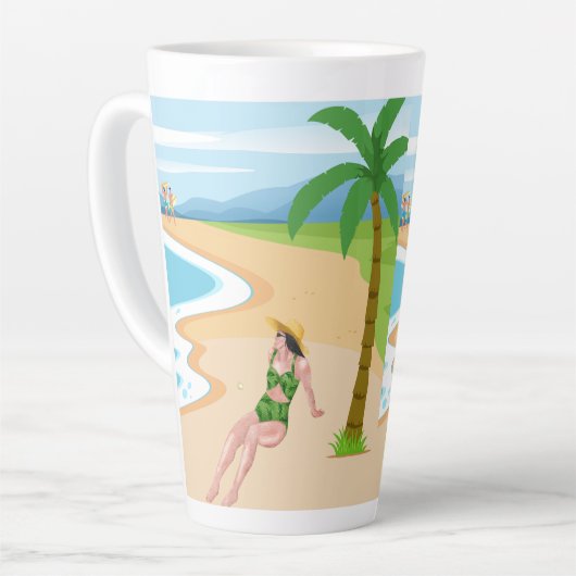 Dame am Strand Milchtasse (Linke Ecke)