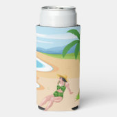 Dame am Strand Selters Dosenkühler (Seltzer Rückseite)