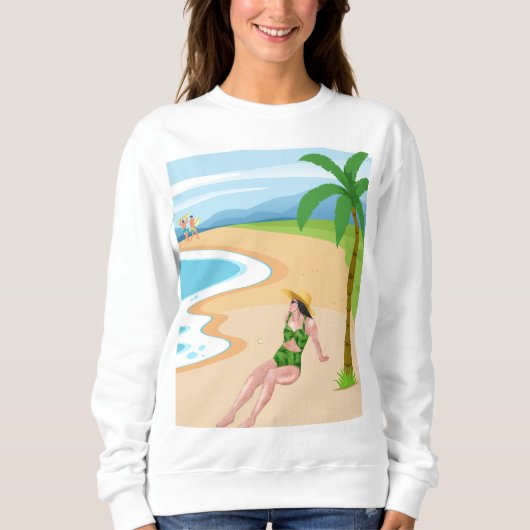 Dame am Strand Sweatshirt (Vorderseite)