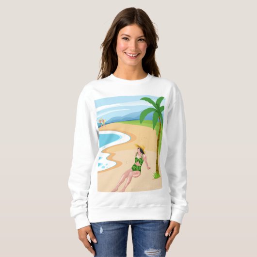 Dame am Strand Sweatshirt (Vorne ganz)