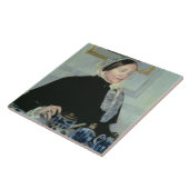 Dame am Tee-Tisch, 1885 (Öl auf Leinwand) Fliese (Seite)