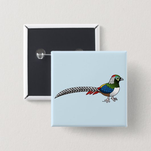 Dame Amhersts Pheasant Button (Vorne & Hinten)