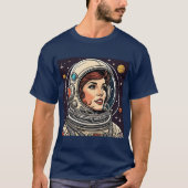Dame Astronaut Vintag Design T-Shirt (Vorderseite)