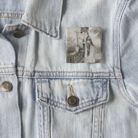 Dame auf einer Terrasse, die eine Button (Beispiel)