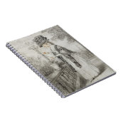 Dame auf einer Terrasse, die eine Notizblock (Rechte Seite)