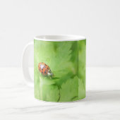 Dame Bug auf Feverfew Blatt Kaffeetasse (Vorderseite Links)