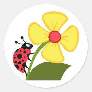 Dame Bug auf gelber Blume Runder Aufkleber