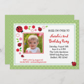 Dame Bug Birthday Foto Invitation Einladung (Vorne/Hinten)