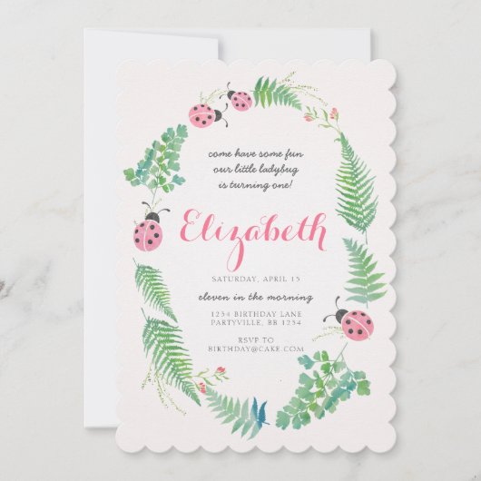 Dame Bug Birthday Invitation Einladung (Vorderseite)