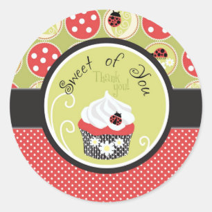 Dame Bug u. kleiner Kuchen danken Ihnen Runder Aufkleber