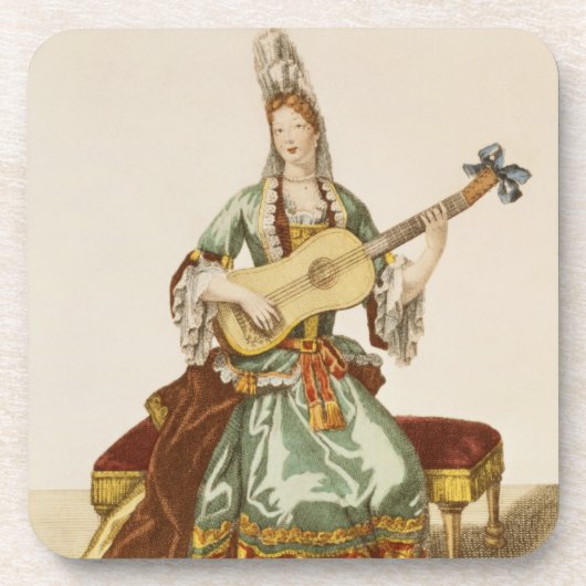 Dame der Qualität die Gitarre, Modegeck spielend, Untersetzer (Vorderseite)