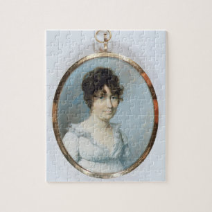 Dame der stumpfen Familie (w/c und Gouache auf Puzzle