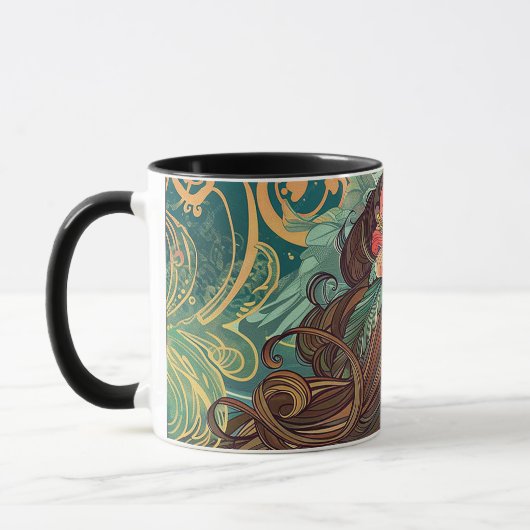 Dame des Hibiscus Jugendstil Tasse (Links)