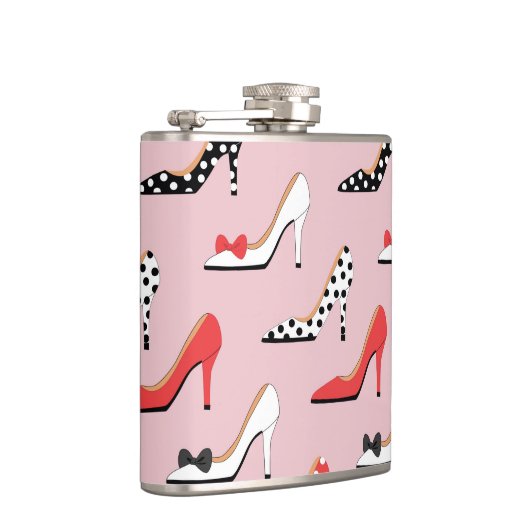 Dame des Mode-Rosa-Heelses Flachmann (Rechts)