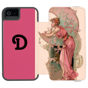 DAME DES MONDES MIT BLUMEN IN ROSA MONOGRAMM INCIPIO WATSON™ iPhone 5 GELDBÖRSEN HÜLLE