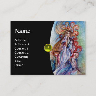 DAME DES SEES Monogramm-Edelstein rosa violett rot Visitenkarte