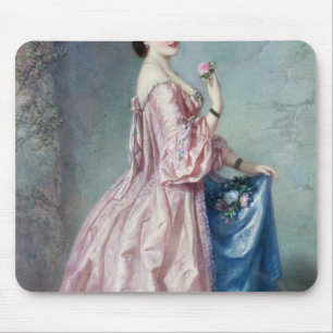 Dame, die Blumen in ihrem Petticoat hält Mousepad