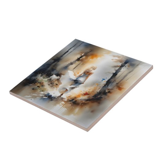 Dame, die durch einen Wald geht Fliese (Seite)