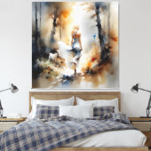 Dame, die durch einen Wald geht Leinwanddruck (Insitu (Schlafzimmer))