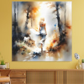 Dame, die durch einen Wald geht Leinwanddruck (Insitu (Wohnzimmer))