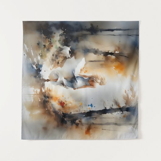 Dame, die durch einen Wald geht Wandteppich (Vorderseite (Horizontal))