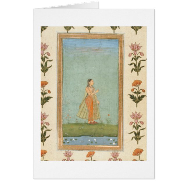 Dame, die eine Blume, einen Lilienteich (Vorne)