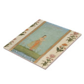 Dame, die eine Blume, einen Lilienteich Fliese (Seite)