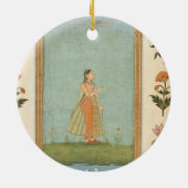 Dame, die eine Blume, einen Lilienteich Keramik Ornament (Hinten)