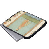 Dame, die eine Blume, einen Lilienteich Laptopschutzhülle (Vorne Knopf)