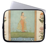 Dame, die eine Blume, einen Lilienteich Laptopschutzhülle (Vorderseite)