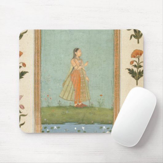 Dame, die eine Blume, einen Lilienteich Mousepad (Mit Mouse)