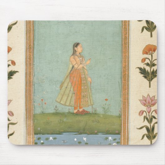 Dame, die eine Blume, einen Lilienteich Mousepad (Vorne)