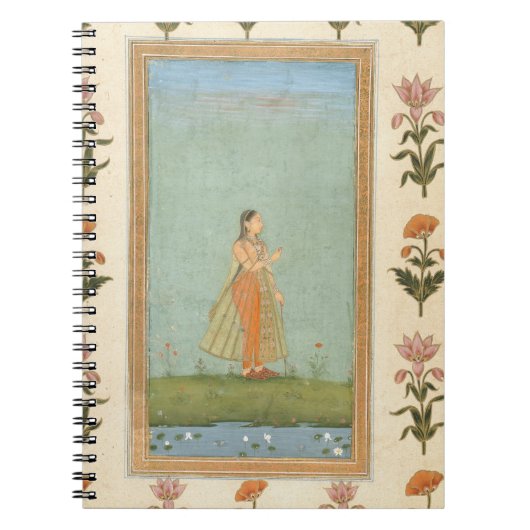 Dame, die eine Blume, einen Lilienteich Notizblock (Vorderseite)
