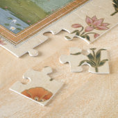 Dame, die eine Blume, einen Lilienteich Puzzle (Seite)
