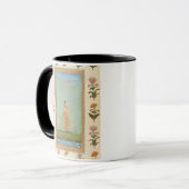 Dame, die eine Blume, einen Lilienteich Tasse (Vorderseite Links)