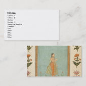 Dame, die eine Blume, einen Lilienteich Visitenkarte (Vorne/Hinten)