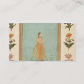 Dame, die eine Blume, einen Lilienteich Visitenkarte (Rückseite)