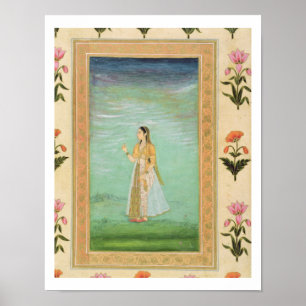 Dame, die eine Blume, vom kleinen Clive Album hält Poster