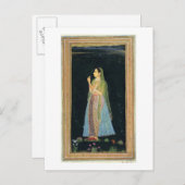 Dame, die eine Blüte hält, aus dem Small Clive Alb Postkarte (Vorne/Hinten)