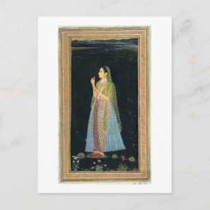 Dame, die eine Blüte hält, aus dem Small Clive Alb Postkarte