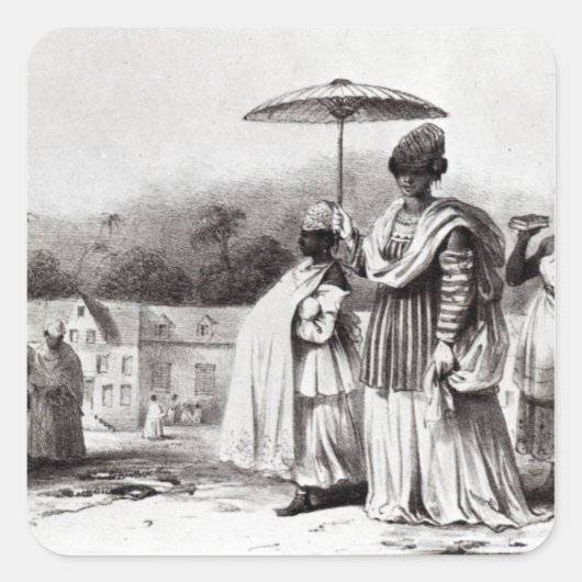 Dame, die Kind zur Taufe holt Quadratischer Aufkleber (Vorderseite)