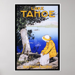 Dame durch Tranquil Vintages Reise-Plakat Lake Poster