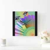 Dame Fan Clock Quadratische Wanduhr (Zuhause)