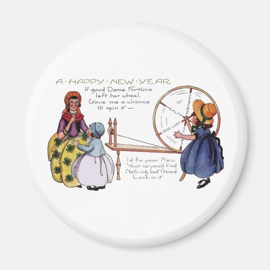 Dame Fortune's Lucky Spinning Wheel Neujahr Magnet (Vorne)