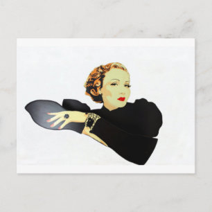 Dame für Vintage Produkte Postkarte