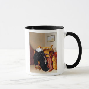 Dame gesetzt durch einen Virginal Tasse