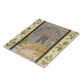 Dame gesetzt in einem Pavillon mit Begleitern, vom Fliese (Seite)